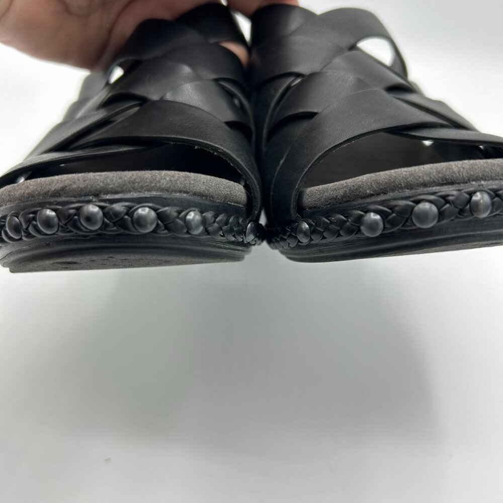 Dansko Womens Black Leather Strappy Wedge Sandals Size 40 Braided Trim - Picture 12 of 12